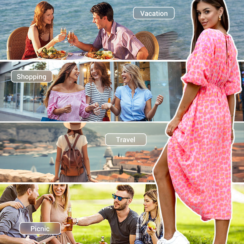 🎨Nieuw binnen 50% korting💥V-hals jurk met print voor dames – Zomerse penseelstreken🌺