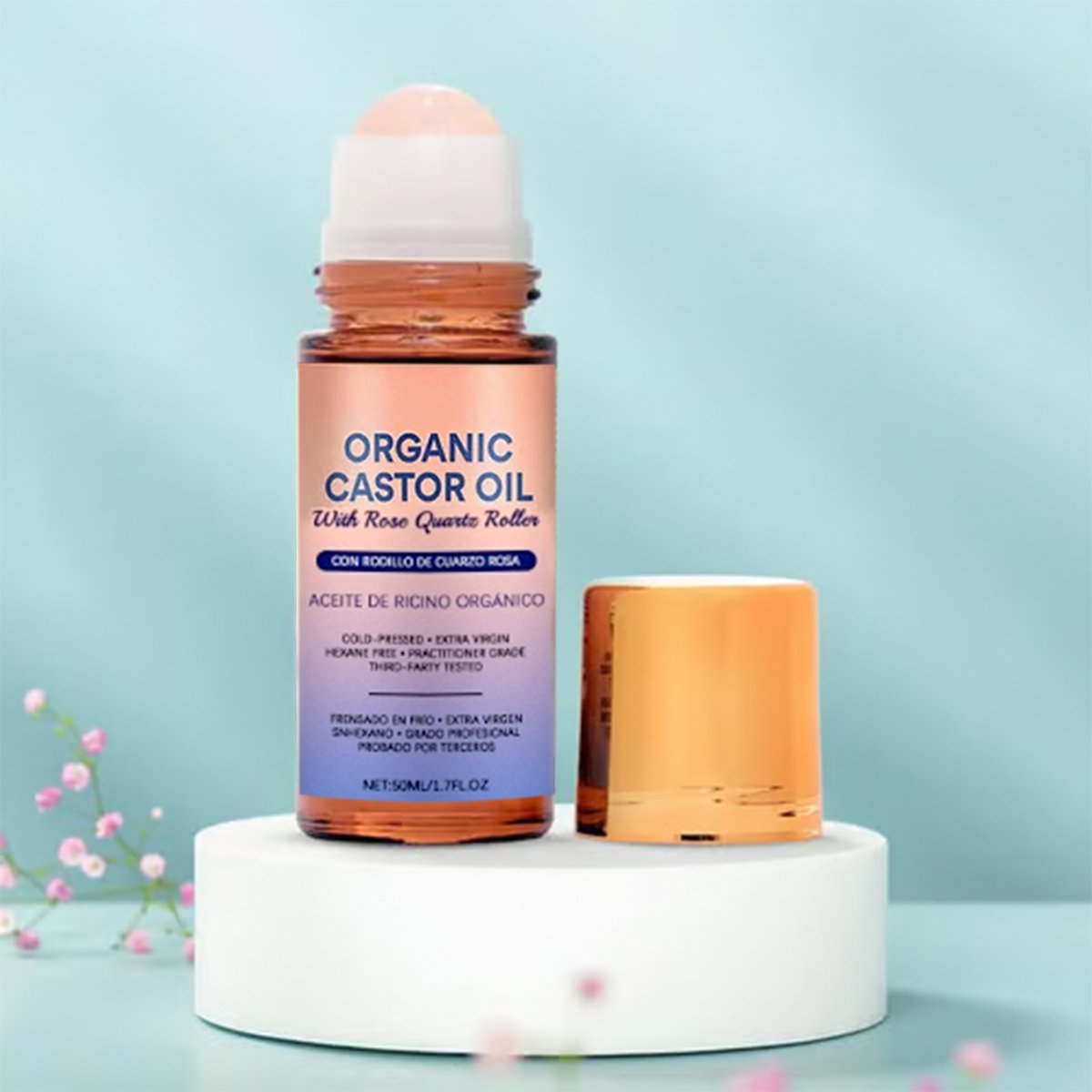 š#1 Best Seller ā°Organic Golden Castor Oil Roll-On with Rose Quartz