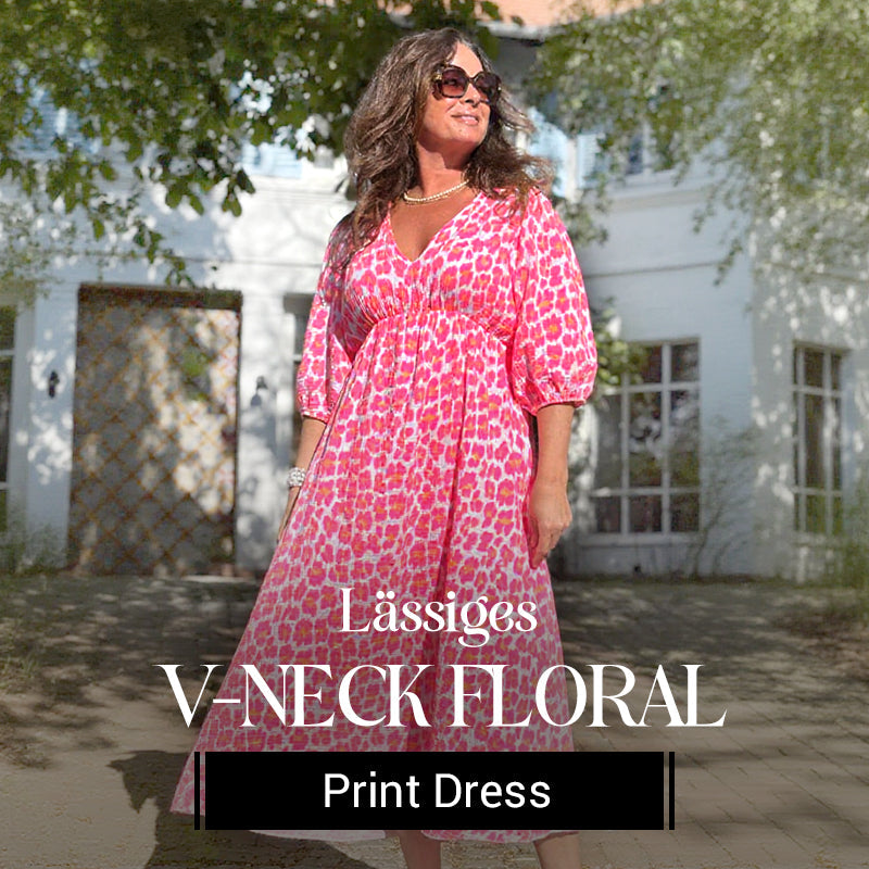 🎨Nieuw binnen 50% korting💥V-hals jurk met print voor dames – Zomerse penseelstreken🌺