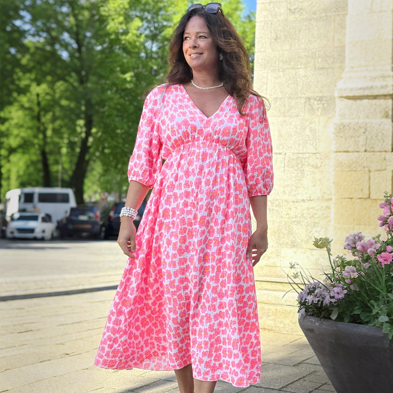 🎨Nieuw binnen 50% korting💥V-hals jurk met print voor dames – Zomerse penseelstreken🌺