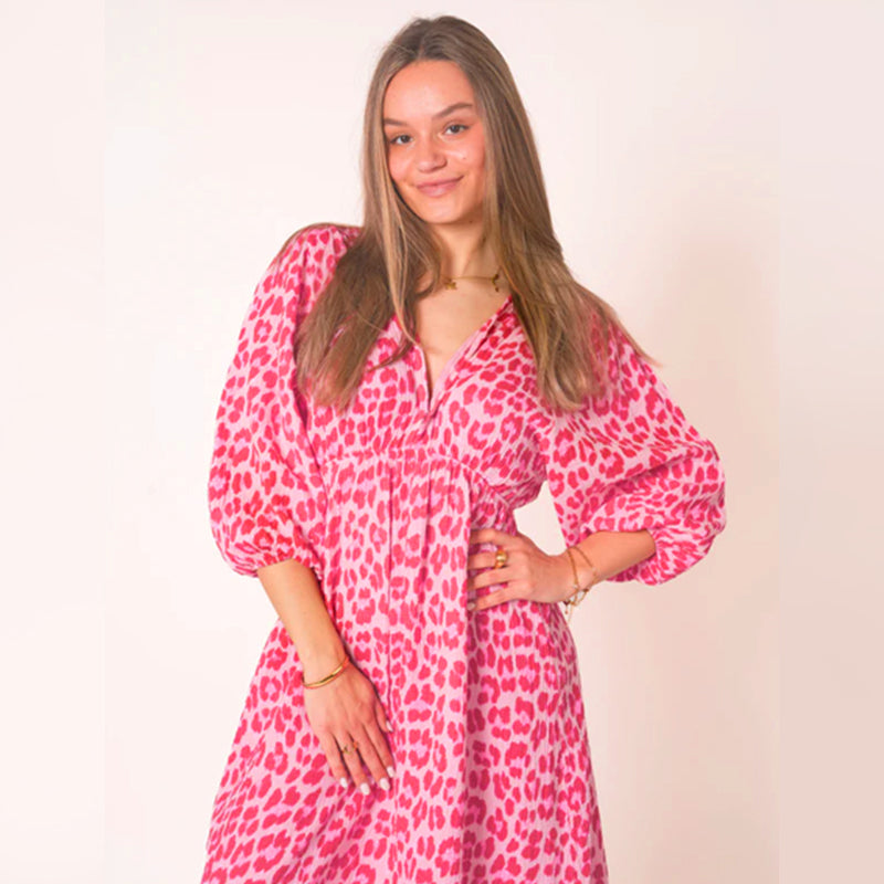 🎨Nieuw binnen 50% korting💥V-hals jurk met print voor dames – Zomerse penseelstreken🌺