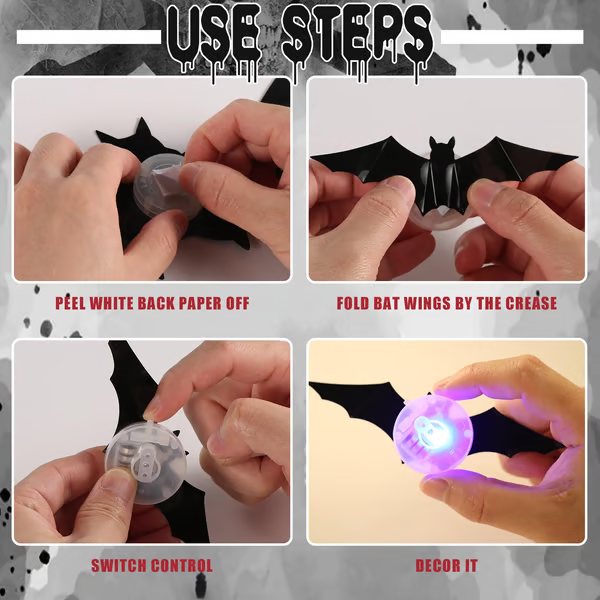 🎃HALLOWEEN PRE-SALE 50%OFF👻Halloween 3D Lighted Bats🦇Ultra-realistic 3D design for maximum scare effect