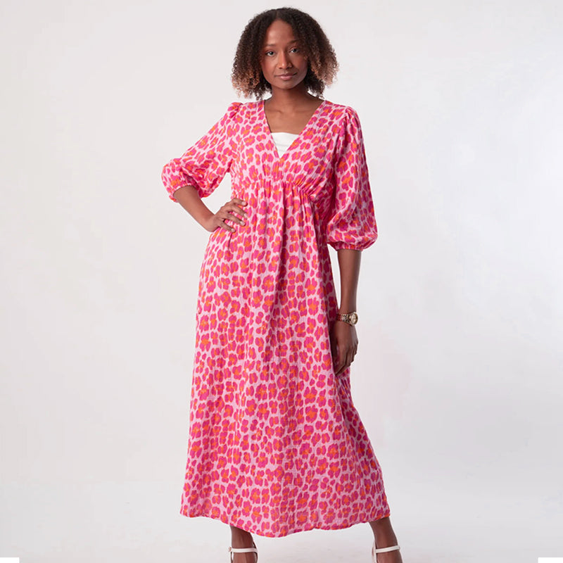 🎨Nieuw binnen 50% korting💥V-hals jurk met print voor dames – Zomerse penseelstreken🌺