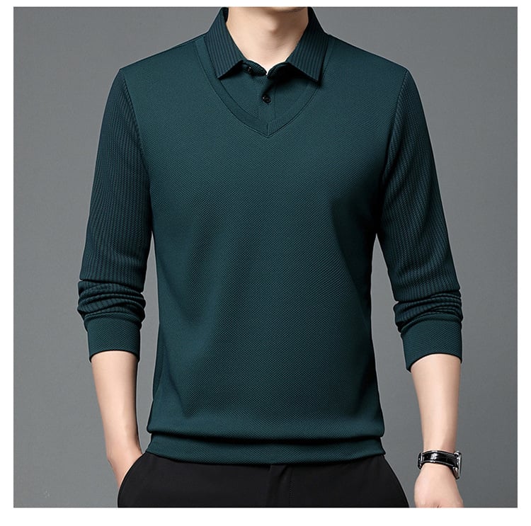 📢📢Flash Sale: Ending in 3 Hours!⏰⏰Striped Lapel Fake Two-piece Shirt