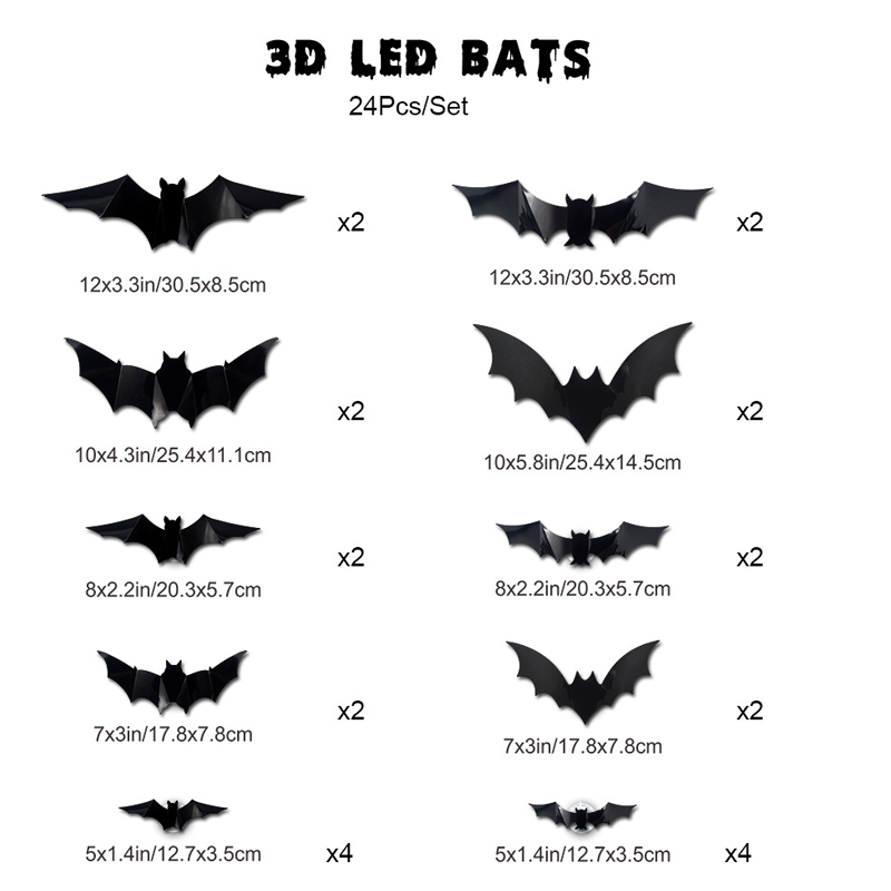 🎃HALLOWEEN PRE-SALE 50%OFF👻Halloween 3D Lighted Bats🦇Ultra-realistic 3D design for maximum scare effect