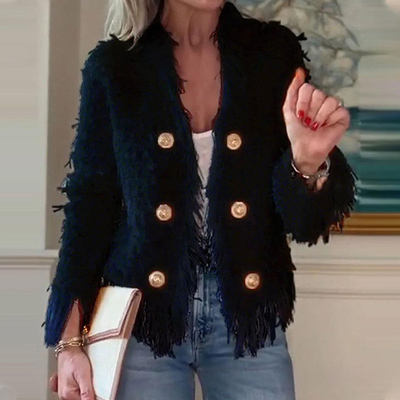💜Limited stock available 49%OFF 💜 Women’s Fashion Button Tassel Short Coat