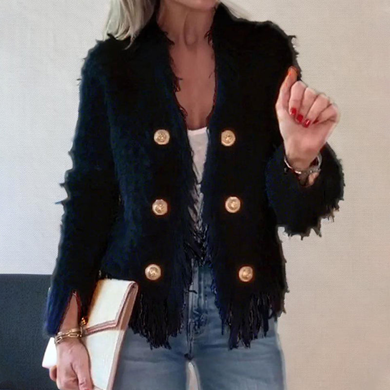 💜Limited stock available 49%OFF 💜 Women’s Fashion Button Tassel Short Coat