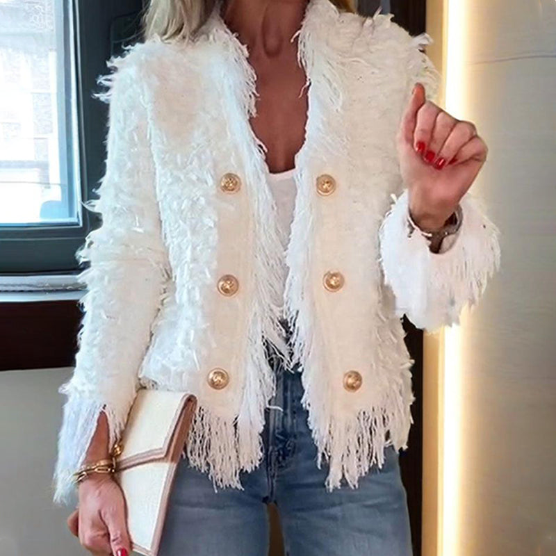 💜Limited stock available 49%OFF 💜 Women’s Fashion Button Tassel Short Coat
