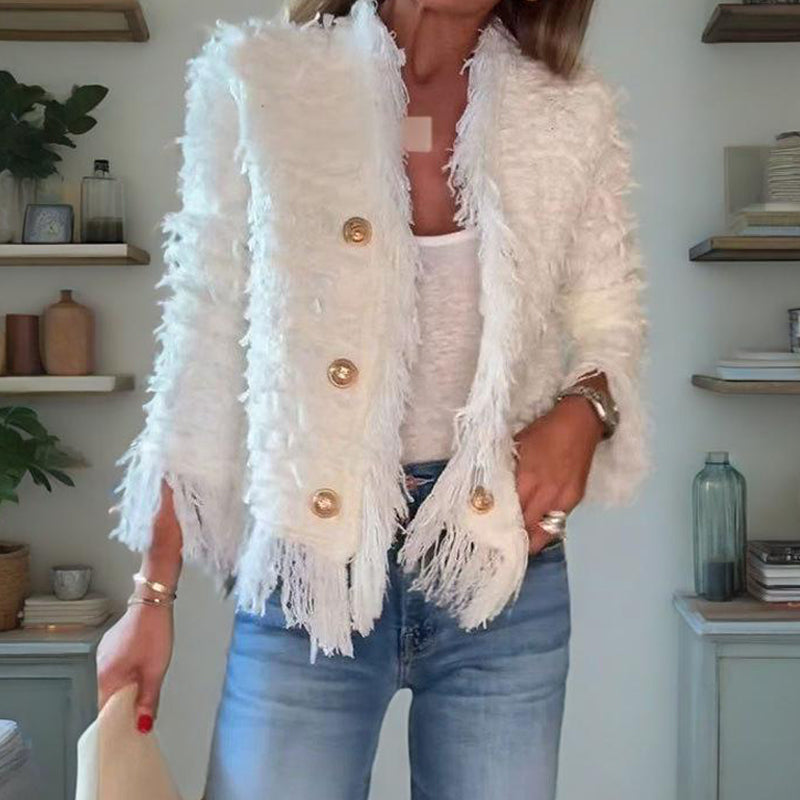 💜Limited stock available 49%OFF 💜 Women’s Fashion Button Tassel Short Coat