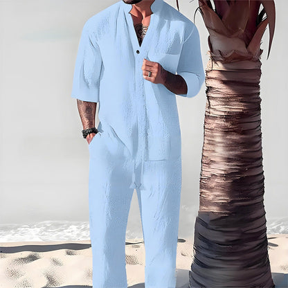 🎉BIG SALE🎉Men's Trendy Cotton Linen Top & Pants Two-Piece Set