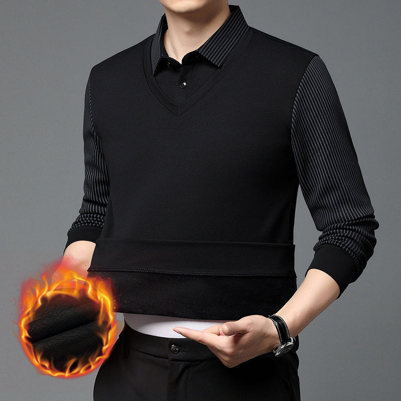 📢📢Flash Sale: Ending in 3 Hours!⏰⏰Striped Lapel Fake Two-piece Shirt