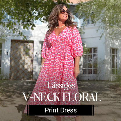 🎨Nieuw binnen 50% korting💥V-hals jurk met print voor dames – Zomerse penseelstreken🌺