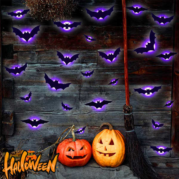 🎃HALLOWEEN PRE-SALE 50%OFF👻Halloween 3D Lighted Bats🦇Ultra-realistic 3D design for maximum scare effect