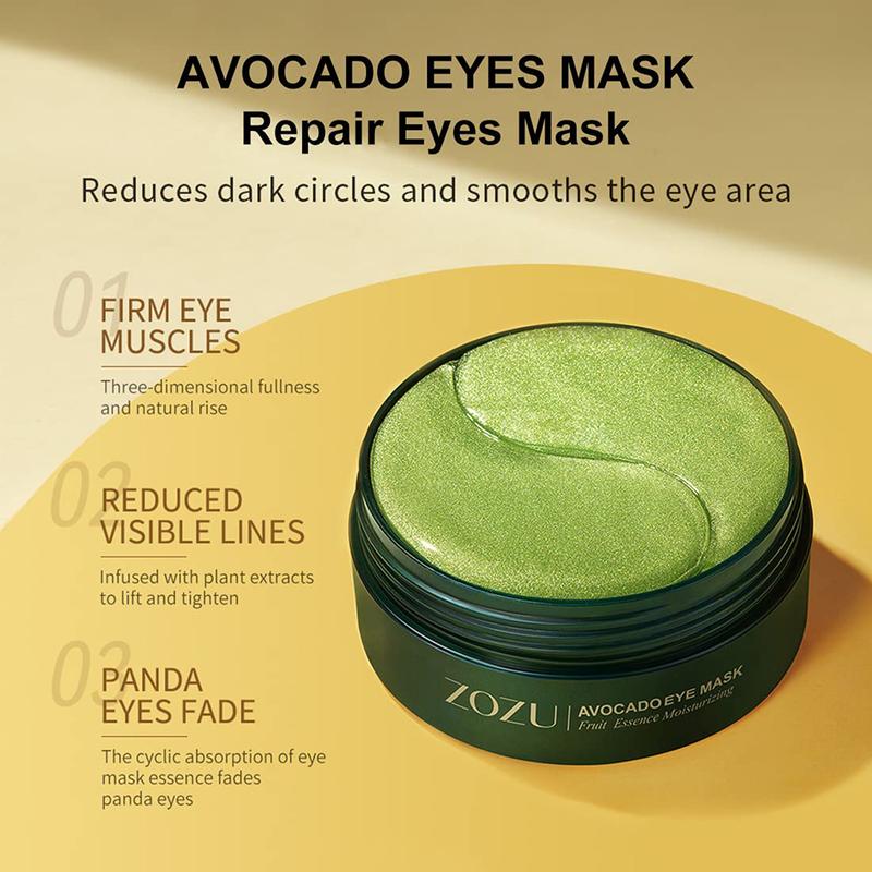 [Taren Cosmetics]Avocado Moisturizing Collagen Eye bagMask,60pcs/set Under Eye Mask, Eye Care Product for Dark Eye Bags, Skin Care  Gift Moisturizer Hydrating Comfort