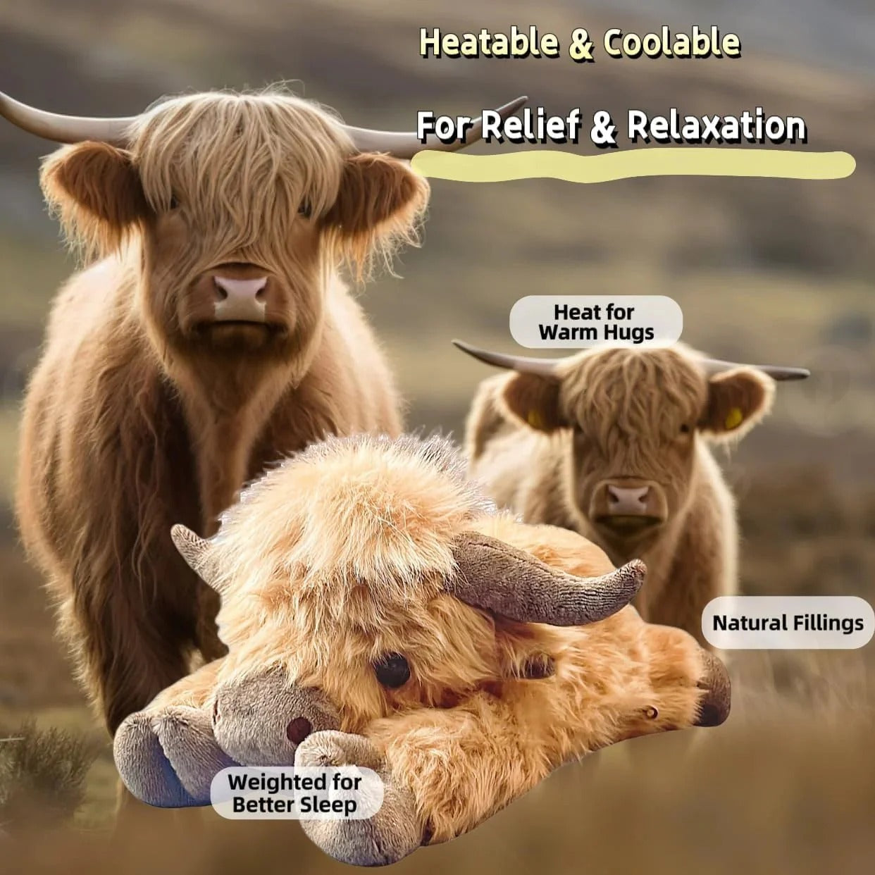 🎁Nice Gift🧸Cute Cartoon Highland Cow Stuffed Toy