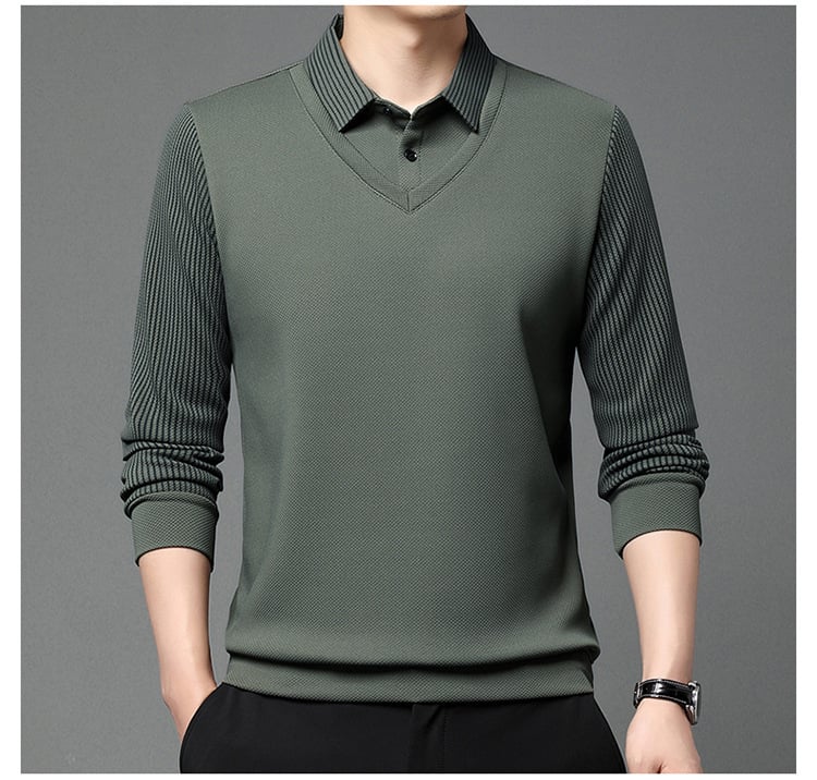 📢📢Flash Sale: Ending in 3 Hours!⏰⏰Striped Lapel Fake Two-piece Shirt