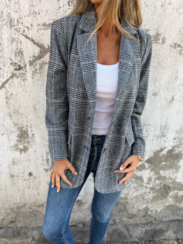 🍂Fall Lapel Collar Slim Button Plaid Small Suit For Women ✈️BUY 1  FREE SHIPPING✈️