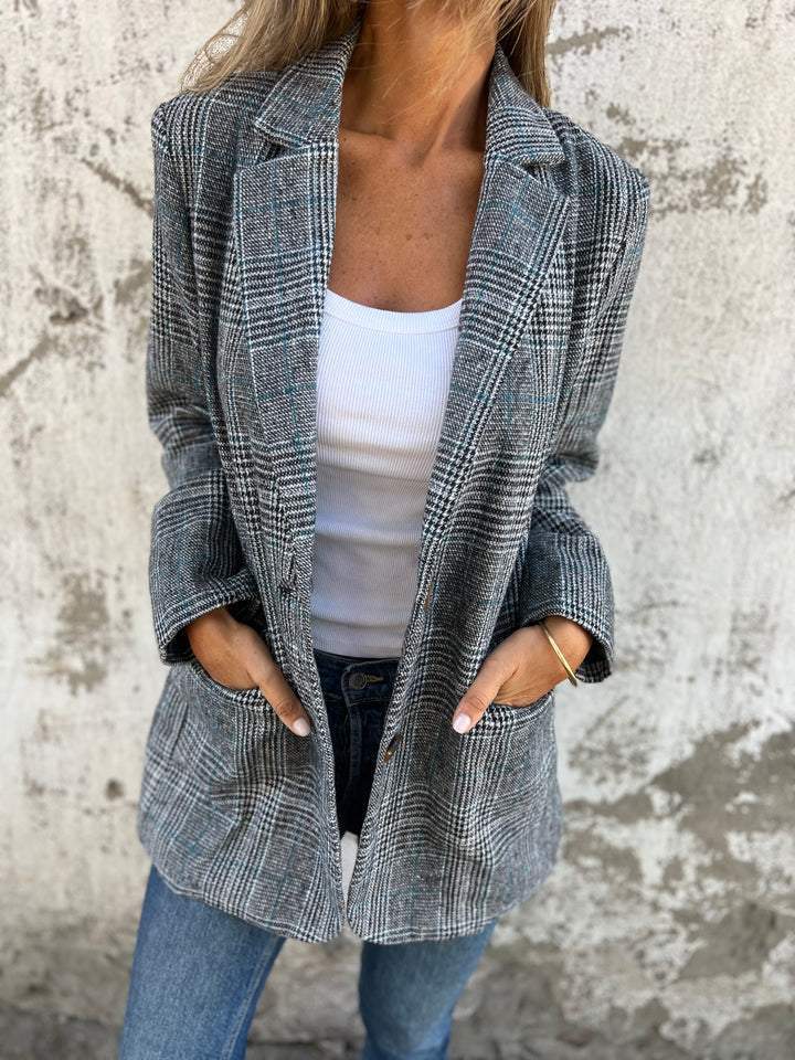 🍂Fall Lapel Collar Slim Button Plaid Small Suit For Women ✈️BUY 1  FREE SHIPPING✈️