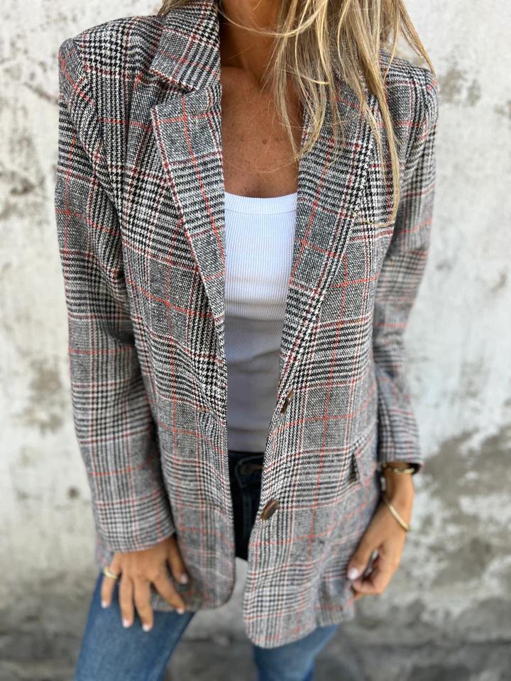 🍂Fall Lapel Collar Slim Button Plaid Small Suit For Women ✈️BUY 1  FREE SHIPPING✈️