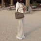 Silky and Elegant Satin large couche à manches longues en vrac et pantalon de jambe large de taille élastique