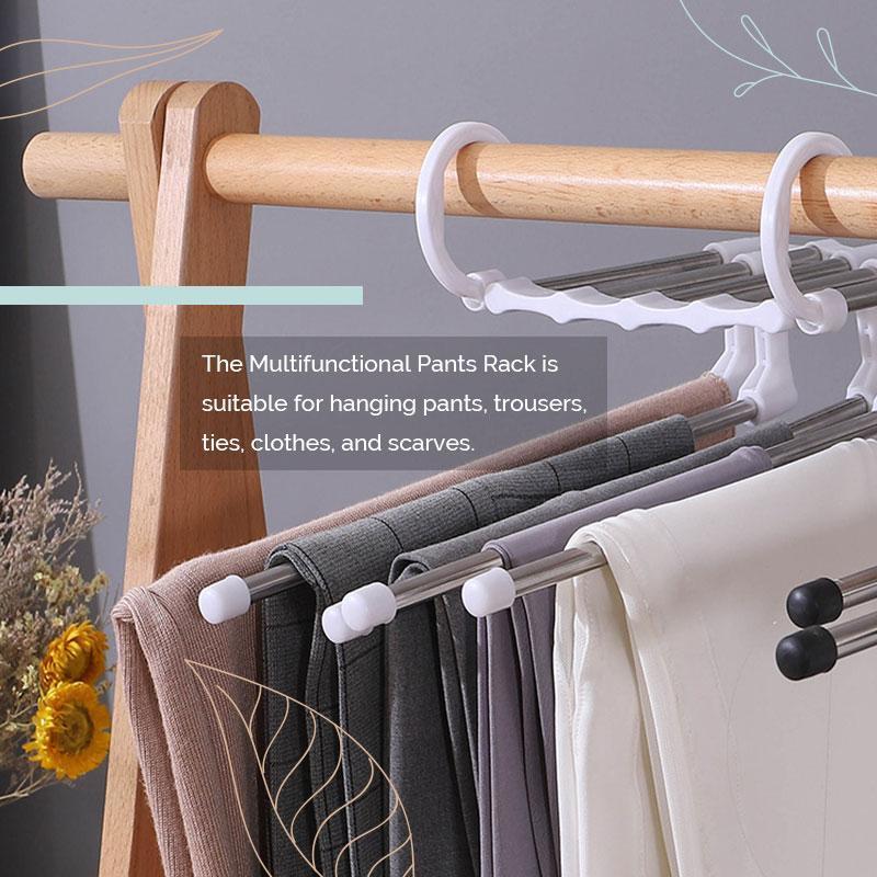 👖 BUY 2 GET 1 FREE! 🔥 Telescopic Folding Pants Rack - Space-Saving Multilayer Design for Closet/Storage Organization 🏠✨