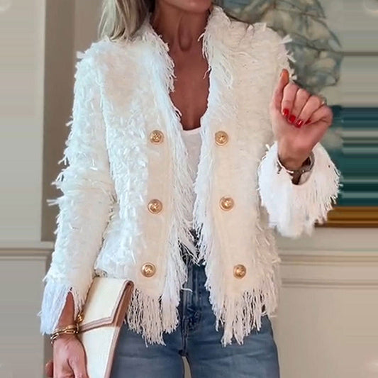 💜Limited stock available  49%OFF 💜 Women’s Fashion Button Tassel Short Coat